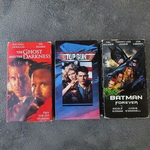 Val Kilmer- The Ghost and the Darkness, Top Gun, Batman Forever VHS Set